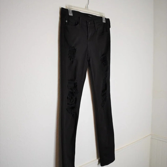 KanCan Skinny Jeans Sz 27 Mid Rise Denim Pants Distressed Grunge Destroyed Black - Picture 3 of 16
